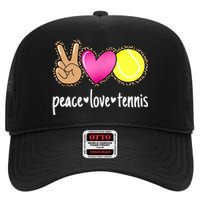 Peace Love Tennis Leopard Print Girls Wo Tennis High Crown Mesh Back Trucker Hat