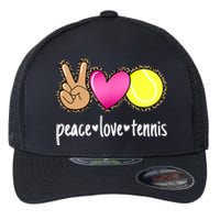 Peace Love Tennis Leopard Print Girls Wo Tennis Flexfit Unipanel Trucker Cap