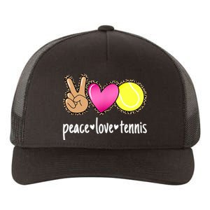 Peace Love Tennis Leopard Print Girls Wo Tennis Yupoong Adult 5-Panel Trucker Hat