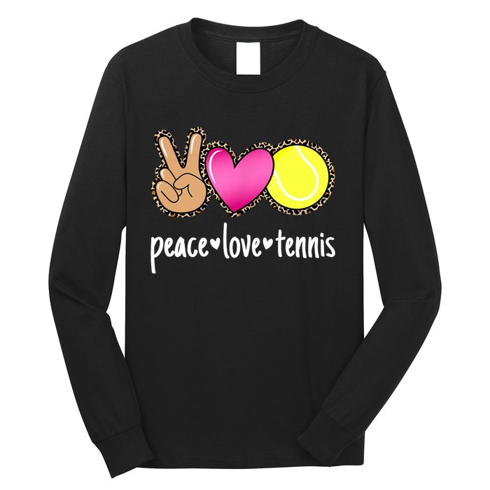 Peace Love Tennis Leopard Print Girls Wo Tennis Long Sleeve Shirt