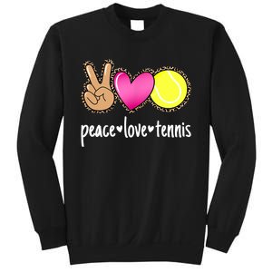 Peace Love Tennis Leopard Print Girls Wo Tennis Sweatshirt