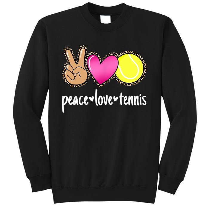 Peace Love Tennis Leopard Print Girls Wo Tennis Sweatshirt