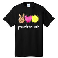 Peace Love Tennis Leopard Print Girls Wo Tennis Tall T-Shirt