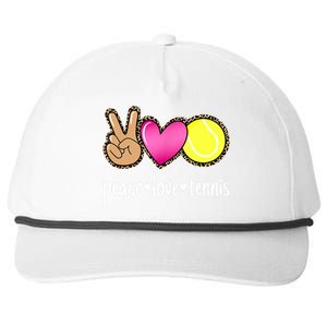 Peace Love Tennis Leopard Print Girls Wo Tennis Snapback Five-Panel Rope Hat