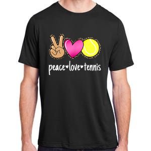 Peace Love Tennis Leopard Print Girls Wo Tennis Adult ChromaSoft Performance T-Shirt