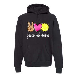 Peace Love Tennis Leopard Print Girls Wo Tennis Premium Hoodie