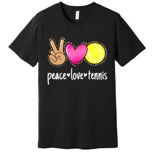 Peace Love Tennis Leopard Print Girls Wo Tennis Premium T-Shirt