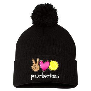 Peace Love Tennis Leopard Print Girls Wo Tennis Pom Pom 12in Knit Beanie