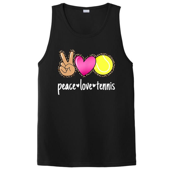 Peace Love Tennis Leopard Print Girls Wo Tennis PosiCharge Competitor Tank