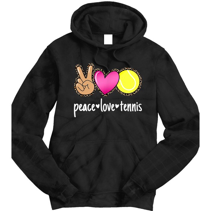 Peace Love Tennis Leopard Print Girls Wo Tennis Tie Dye Hoodie