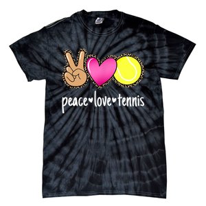 Peace Love Tennis Leopard Print Girls Wo Tennis Tie-Dye T-Shirt