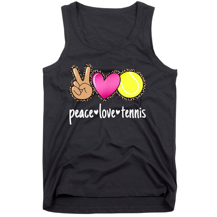 Peace Love Tennis Leopard Print Girls Wo Tennis Tank Top