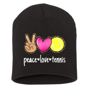 Peace Love Tennis Leopard Print Girls Wo Tennis Short Acrylic Beanie