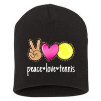 Peace Love Tennis Leopard Print Girls Wo Tennis Short Acrylic Beanie