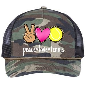 Peace Love Tennis Leopard Print Girls Wo Tennis Retro Rope Trucker Hat Cap