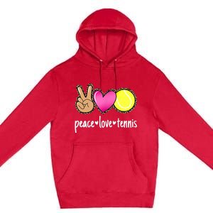 Peace Love Tennis Leopard Print Girls Wo Tennis Premium Pullover Hoodie