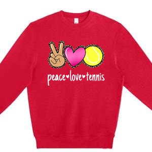 Peace Love Tennis Leopard Print Girls Wo Tennis Premium Crewneck Sweatshirt