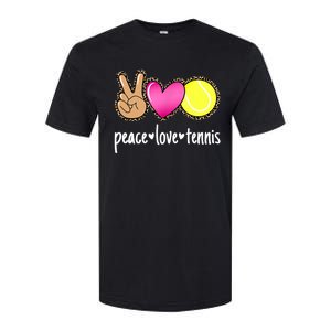 Peace Love Tennis Leopard Print Girls Wo Tennis Softstyle CVC T-Shirt