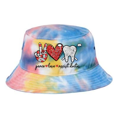 Peace Love Teeth Assist Doctor Funny Dental Assistant Gift Tie Dye Newport Bucket Hat