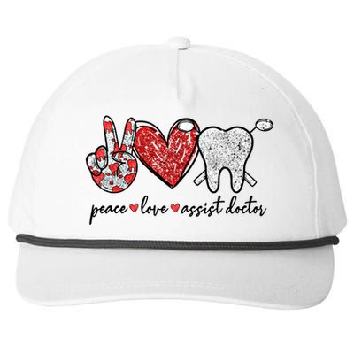 Peace Love Teeth Assist Doctor Funny Dental Assistant Gift Snapback Five-Panel Rope Hat