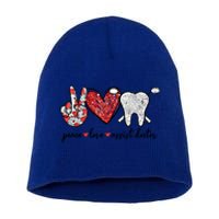 Peace Love Teeth Assist Doctor Funny Dental Assistant Gift Short Acrylic Beanie