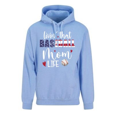 Patriotic Livin That Baseball Mom Life Sport Mother Funny Cool Gift Unisex Surf Hoodie