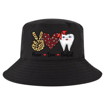 Peace Love Teeth Dentist Valentine's Day Dental Assistant Gift Cool Comfort Performance Bucket Hat