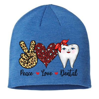 Peace Love Teeth Dentist Valentine's Day Dental Assistant Gift Sustainable Beanie