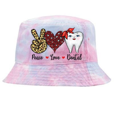 Peace Love Teeth Dentist Valentine's Day Dental Assistant Gift Tie-Dyed Bucket Hat