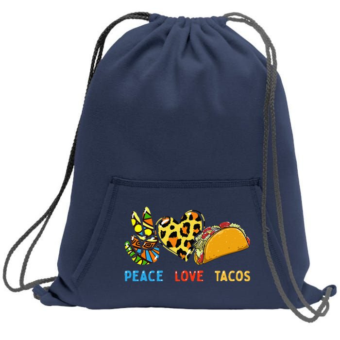 Peace Love Tacos Cute Taco Tuesday Mexican Food Lovers Sweatshirt Cinch Pack Bag