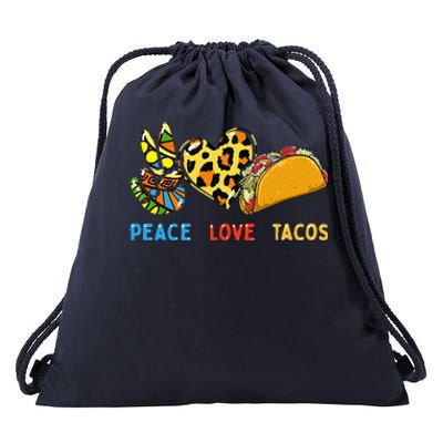 Peace Love Tacos Cute Taco Tuesday Mexican Food Lovers Drawstring Bag