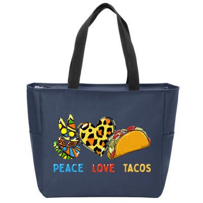 Peace Love Tacos Cute Taco Tuesday Mexican Food Lovers Zip Tote Bag