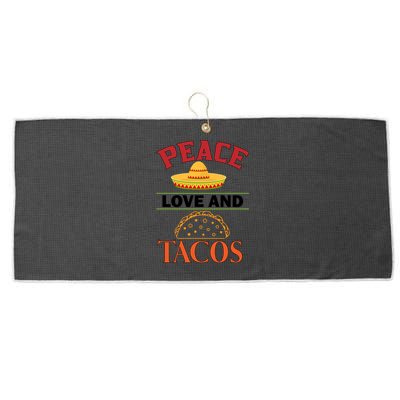 Peace Love Tacos Cute Taco Tuesday Mexican Food Lovers Large Microfiber Waffle Golf Towel