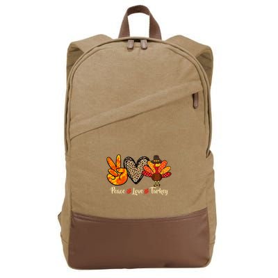 Peace Love Turkey Little Pilgrim Thanksgiving Cotton Canvas Backpack