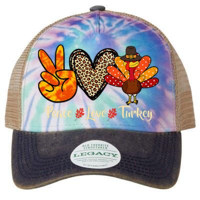 Peace Love Turkey Little Pilgrim Thanksgiving Legacy Tie Dye Trucker Hat