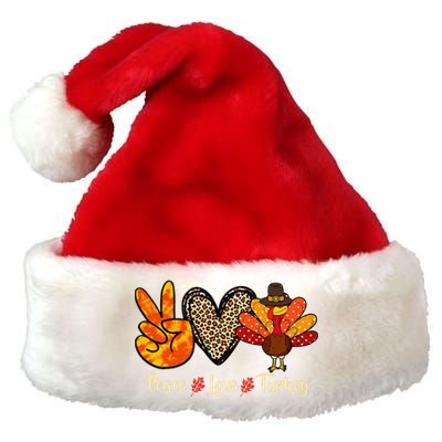 Peace Love Turkey Little Pilgrim Thanksgiving Premium Christmas Santa Hat