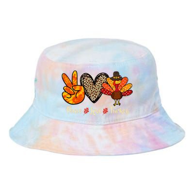 Peace Love Turkey Little Pilgrim Thanksgiving Tie Dye Newport Bucket Hat