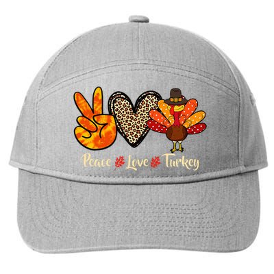 Peace Love Turkey Little Pilgrim Thanksgiving 7-Panel Snapback Hat