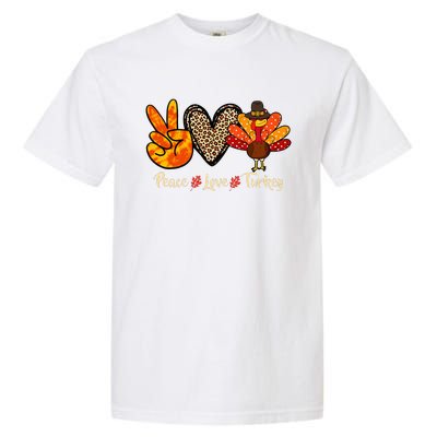 Peace Love Turkey Little Pilgrim Thanksgiving Garment-Dyed Heavyweight T-Shirt