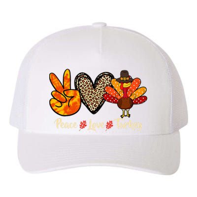 Peace Love Turkey Little Pilgrim Thanksgiving Yupoong Adult 5-Panel Trucker Hat