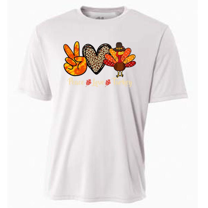 Peace Love Turkey Little Pilgrim Thanksgiving Cooling Performance Crew T-Shirt