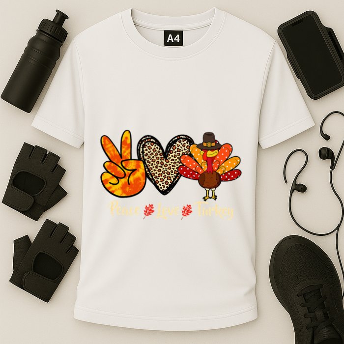 Peace Love Turkey Little Pilgrim Thanksgiving Performance Shirt
