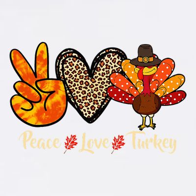 Peace Love Turkey Little Pilgrim Thanksgiving T-Shirt