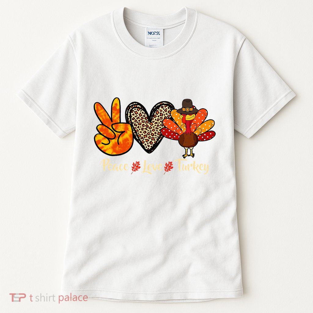 Peace Love Turkey Little Pilgrim Thanksgiving Tall T-Shirt