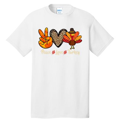 Peace Love Turkey Little Pilgrim Thanksgiving Tall T-Shirt