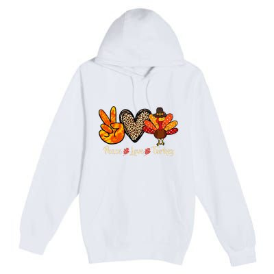 Peace Love Turkey Little Pilgrim Thanksgiving Premium Pullover Hoodie