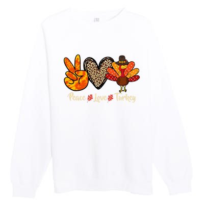 Peace Love Turkey Little Pilgrim Thanksgiving Premium Crewneck Sweatshirt