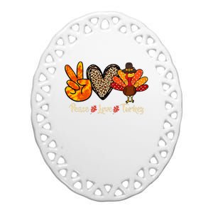 Peace Love Turkey Little Pilgrim Thanksgiving Ceramic Oval Ornament