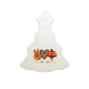 Peace Love Turkey Little Pilgrim Thanksgiving Ceramic Tree Ornament