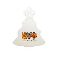 Peace Love Turkey Little Pilgrim Thanksgiving Ceramic Tree Ornament